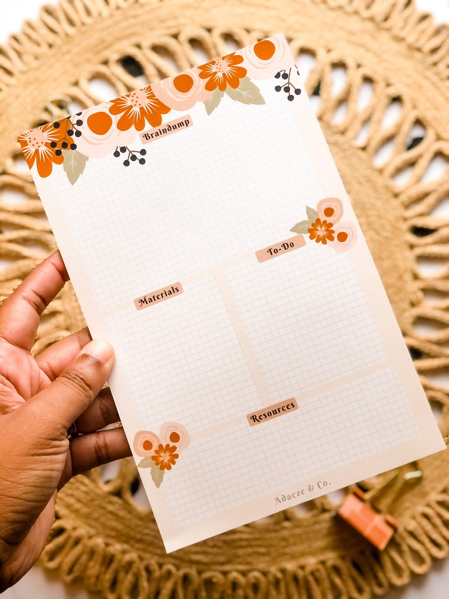Floral Project Planner Notepad