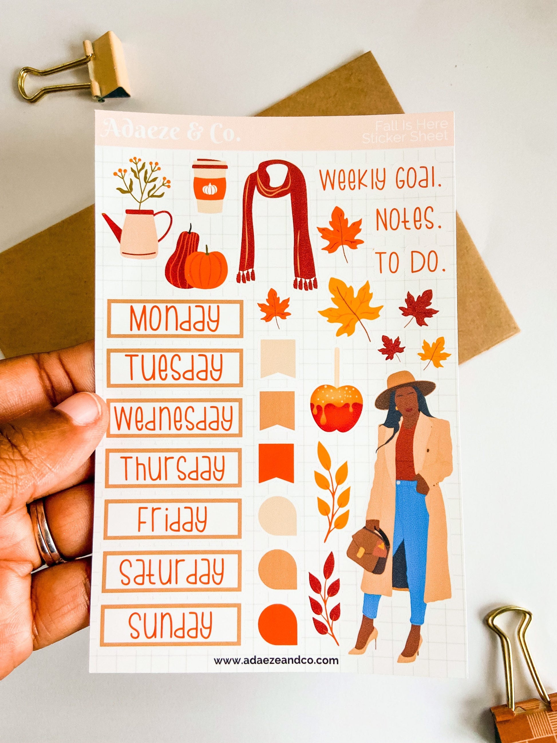 Fall Planner Sticker Kit, Autumn Mini Sticker Kit, Black Girl Planner Dolls, Black Girl Planner Stickers, Mini Sticker Kit, Autumn Stickers