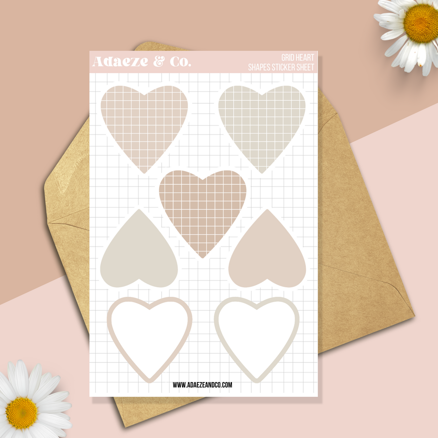 Sweet Love Grid Hearts - Functional Planner Sticker Sheet
