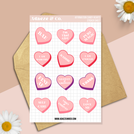Candy Hearts Deco Planner Sticker Sheet