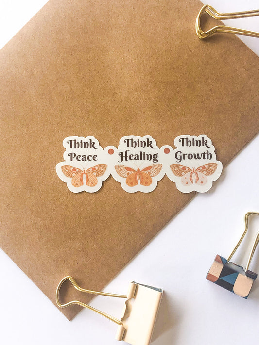 "Think Peace, Healing, Growth" Matte Vinyl Sticker