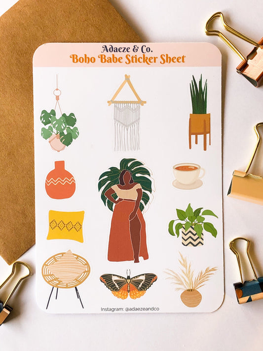 "Boho Babe" Deco Planner Sticker Sheet