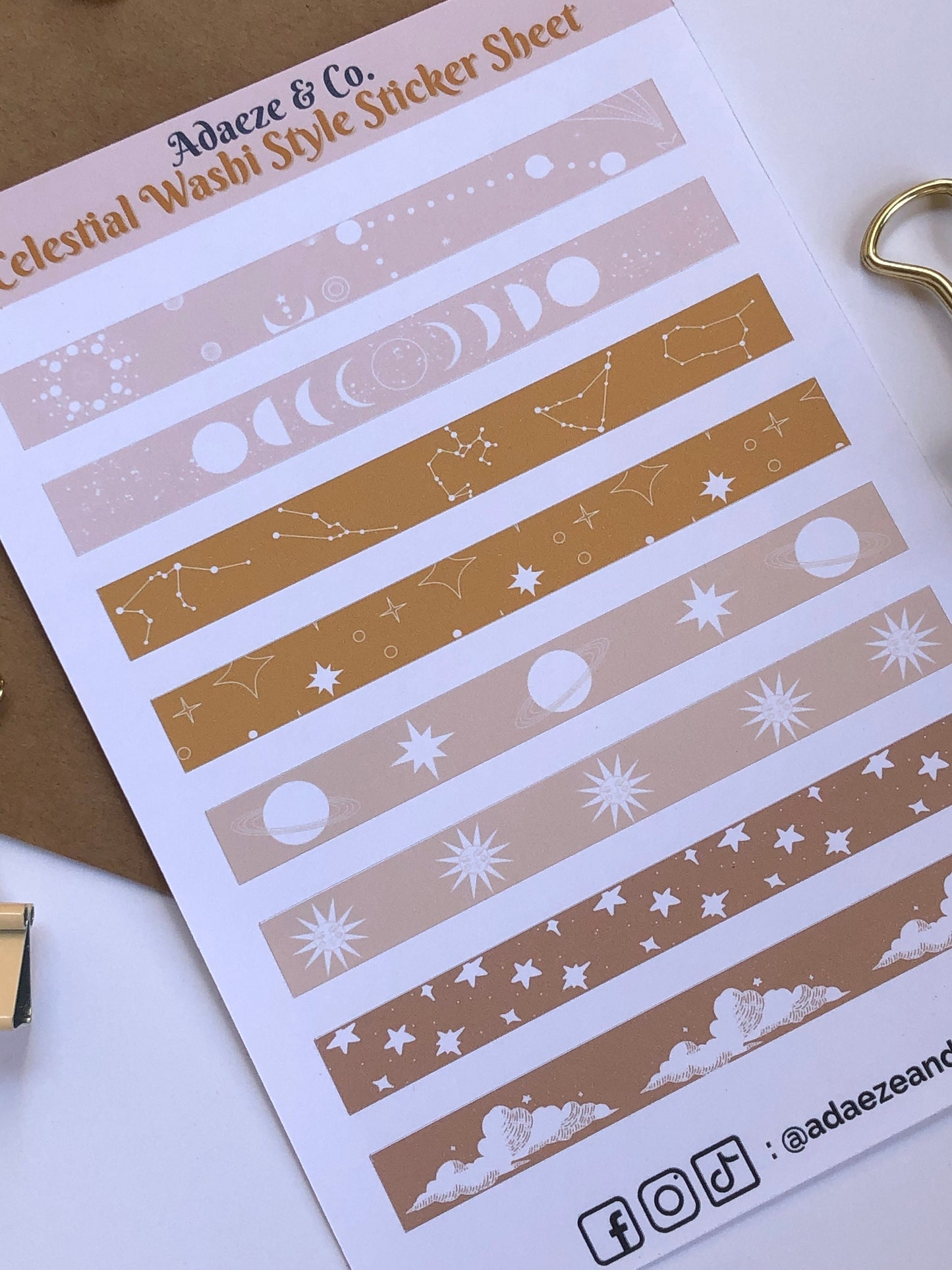 Celestial Washi Style Sticker Sheet
