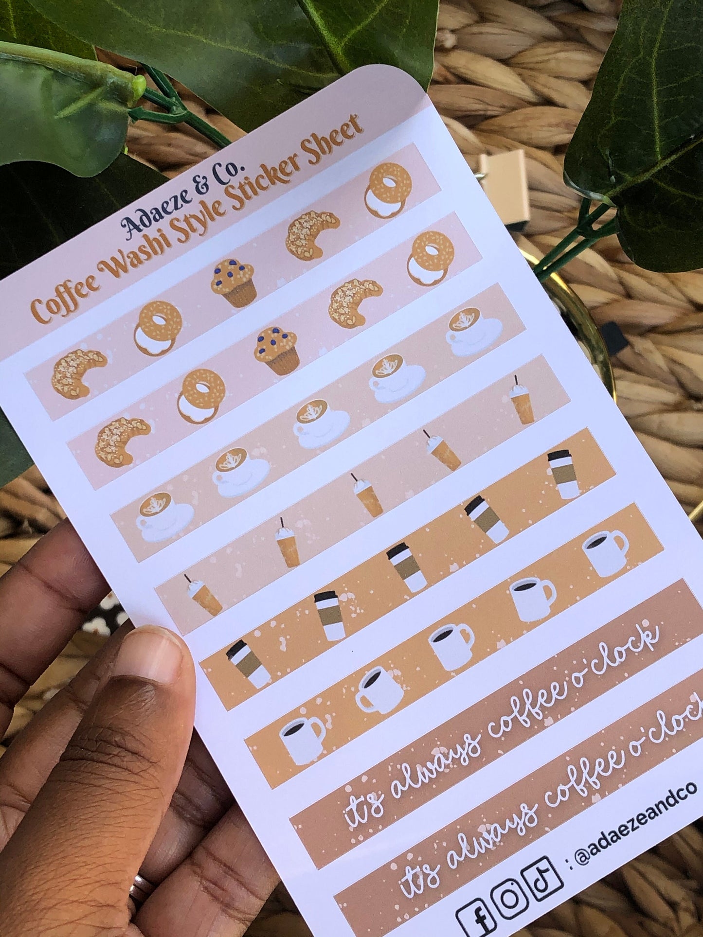 Coffee Lover Washi Style Sticker Sheet