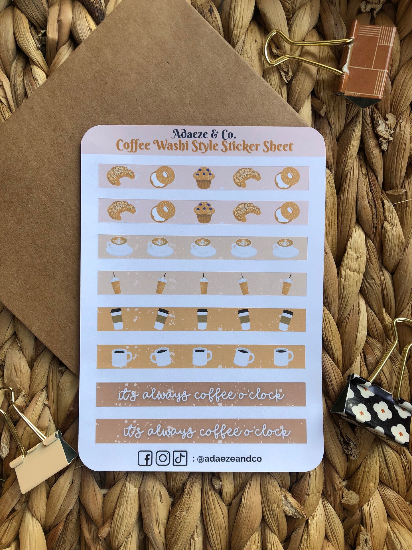 Coffee Lover Washi Style Sticker Sheet