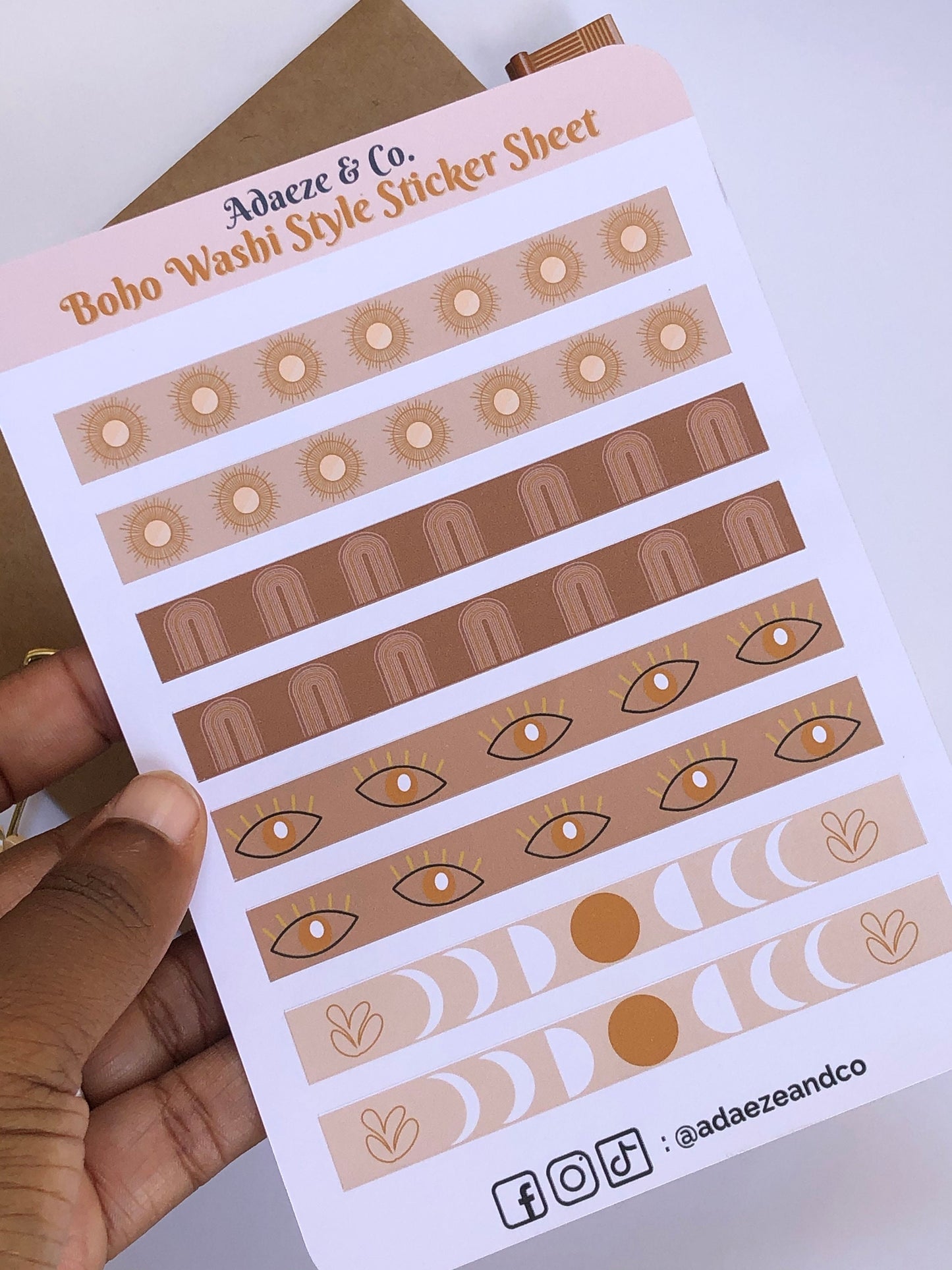 Boho Washi Style Sticker Sheet