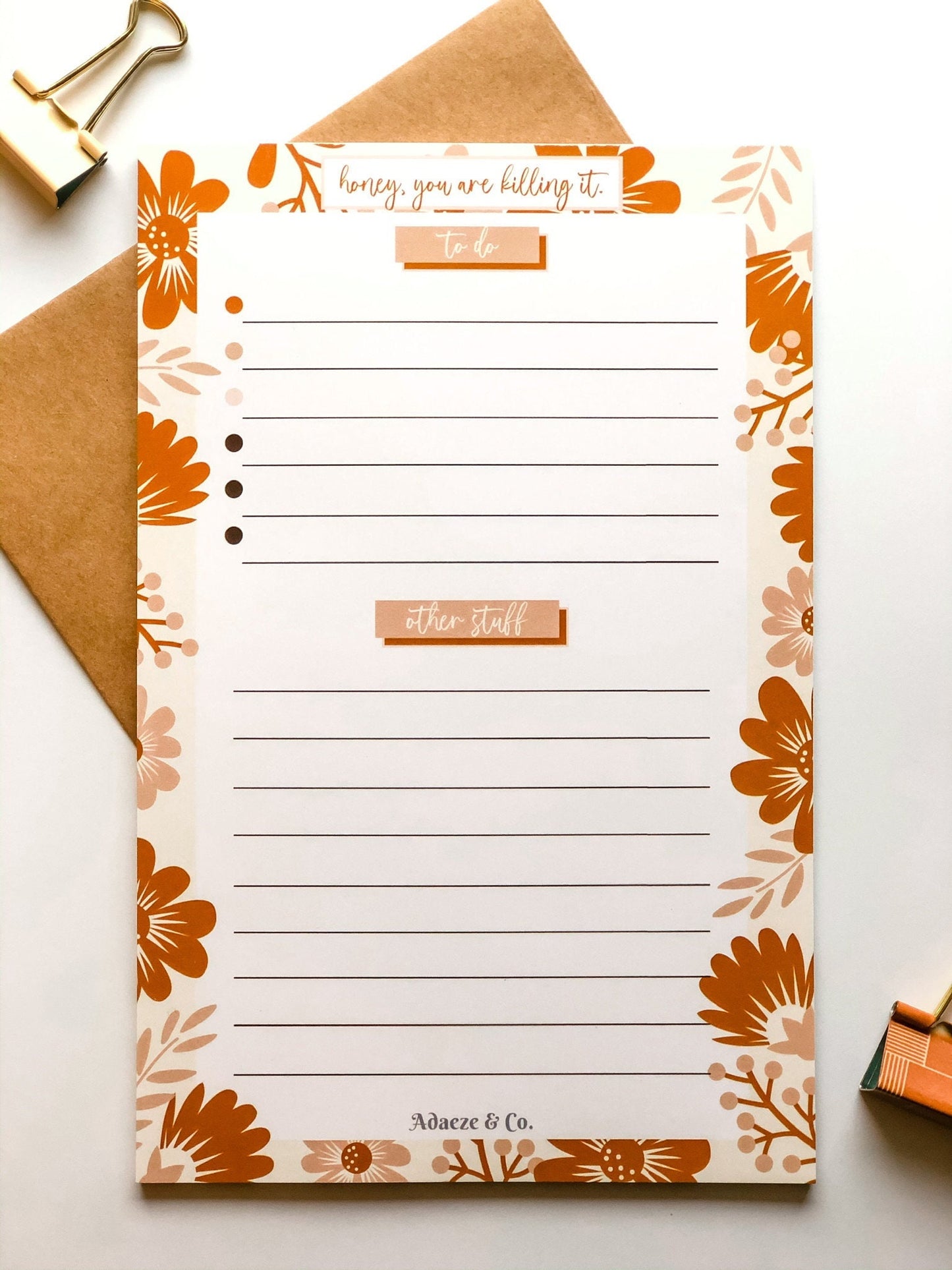Floral Boho To-Do List Notepad