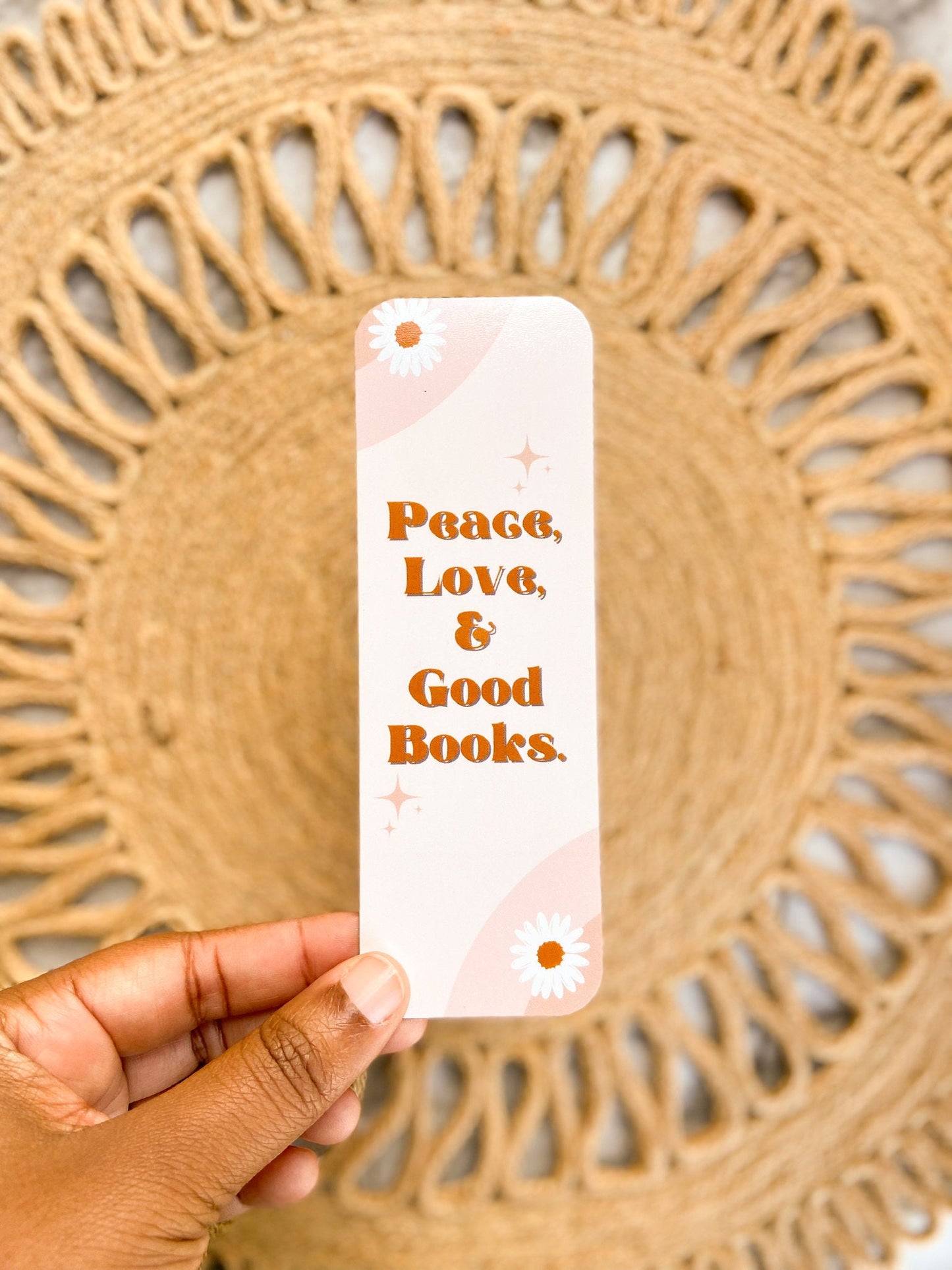 Peace, Love, & Good Books Retro Floral Bookmark