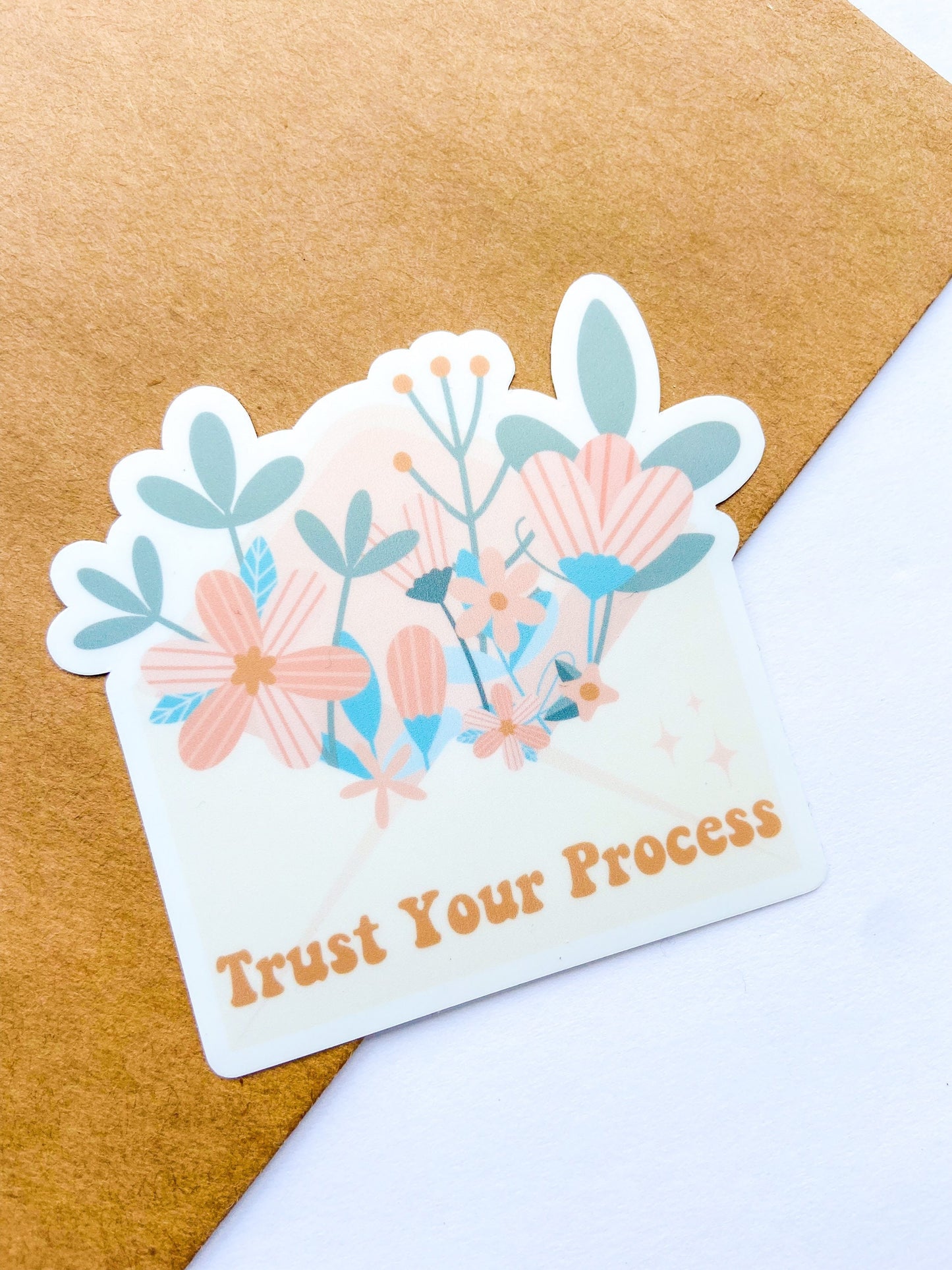 Floral Mental Health Sticker, Trust The Process Sticker, Floral Envelope Sticker, Botanical Sticker, Mental Health Sticker, Vinyl Stickers