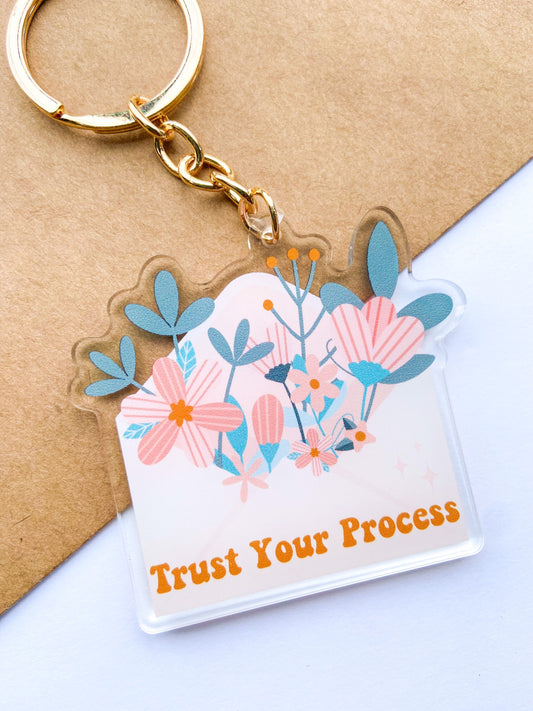 Floral Mental Health Keychain, Trust The Process Keychain, Floral Envelope Keychain, Botanical Keychain, Mental Health Keychain, Acrylic