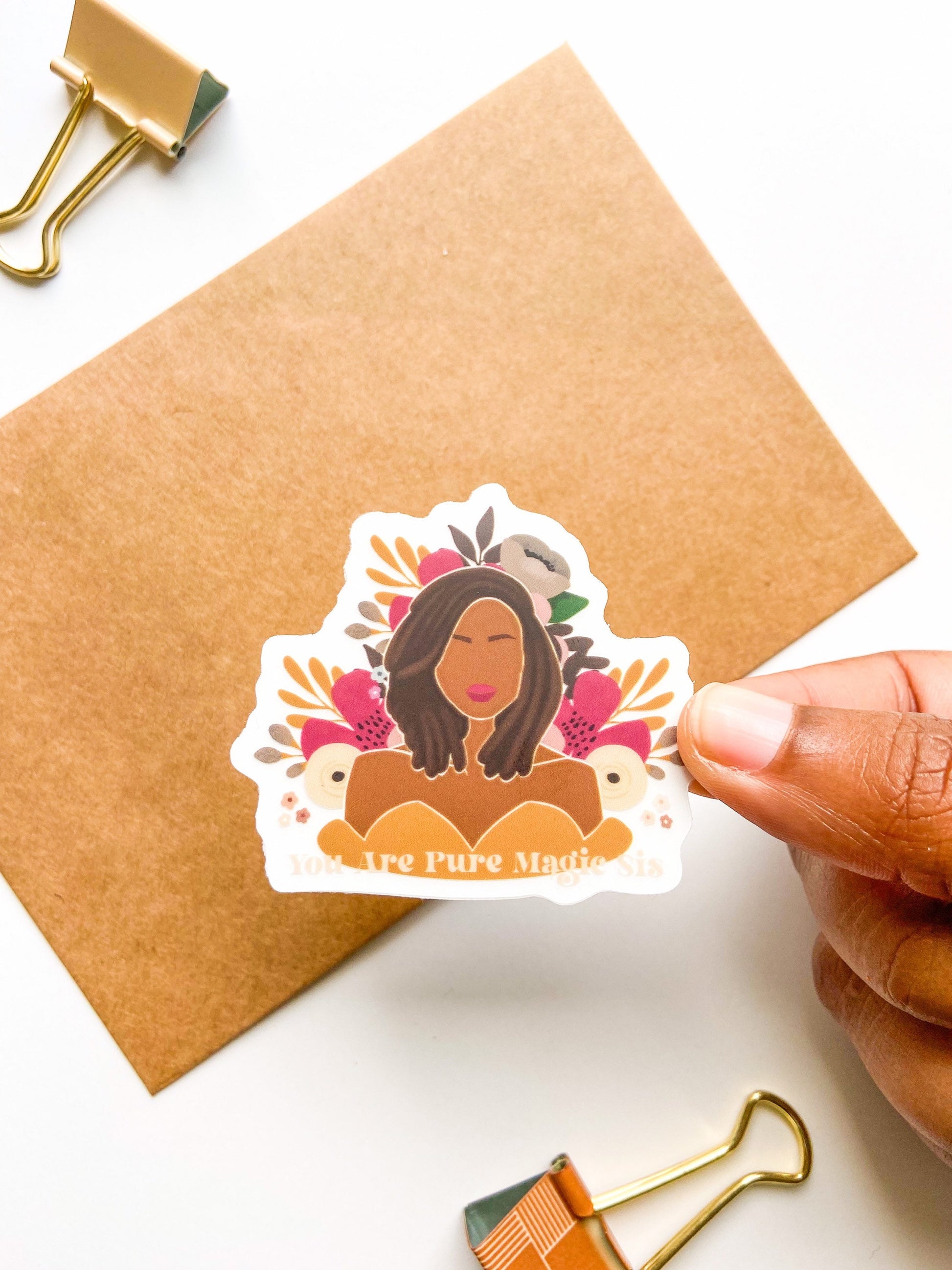 Girl With Locs Sticker, Floral Locs Girl Sticker, Pure Magic Sticker, Cute Black Girl Sticker, Black Girl Stickers, Transparent Stickers
