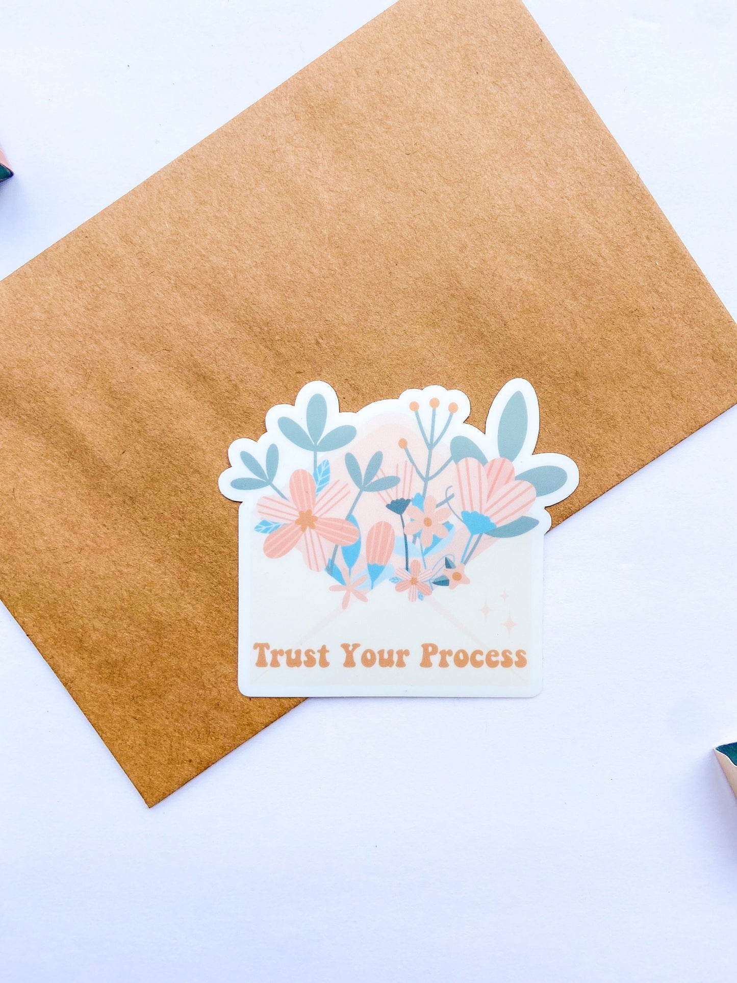 Floral Mental Health Sticker, Trust The Process Sticker, Floral Envelope Sticker, Botanical Sticker, Mental Health Sticker, Vinyl Stickers