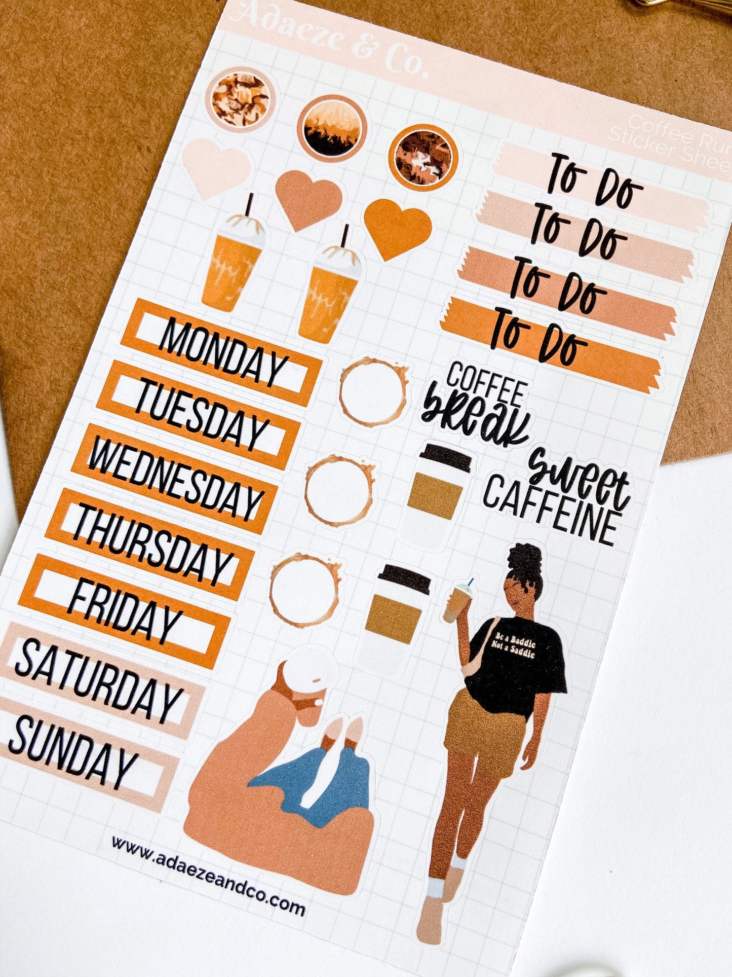 Coffee Lover Planner Sticker Kit, Coffee Lover Stickers, Planner Dolls, Black Girl Stickers, Iced Coffee Stickers, Planner Sticker Kit
