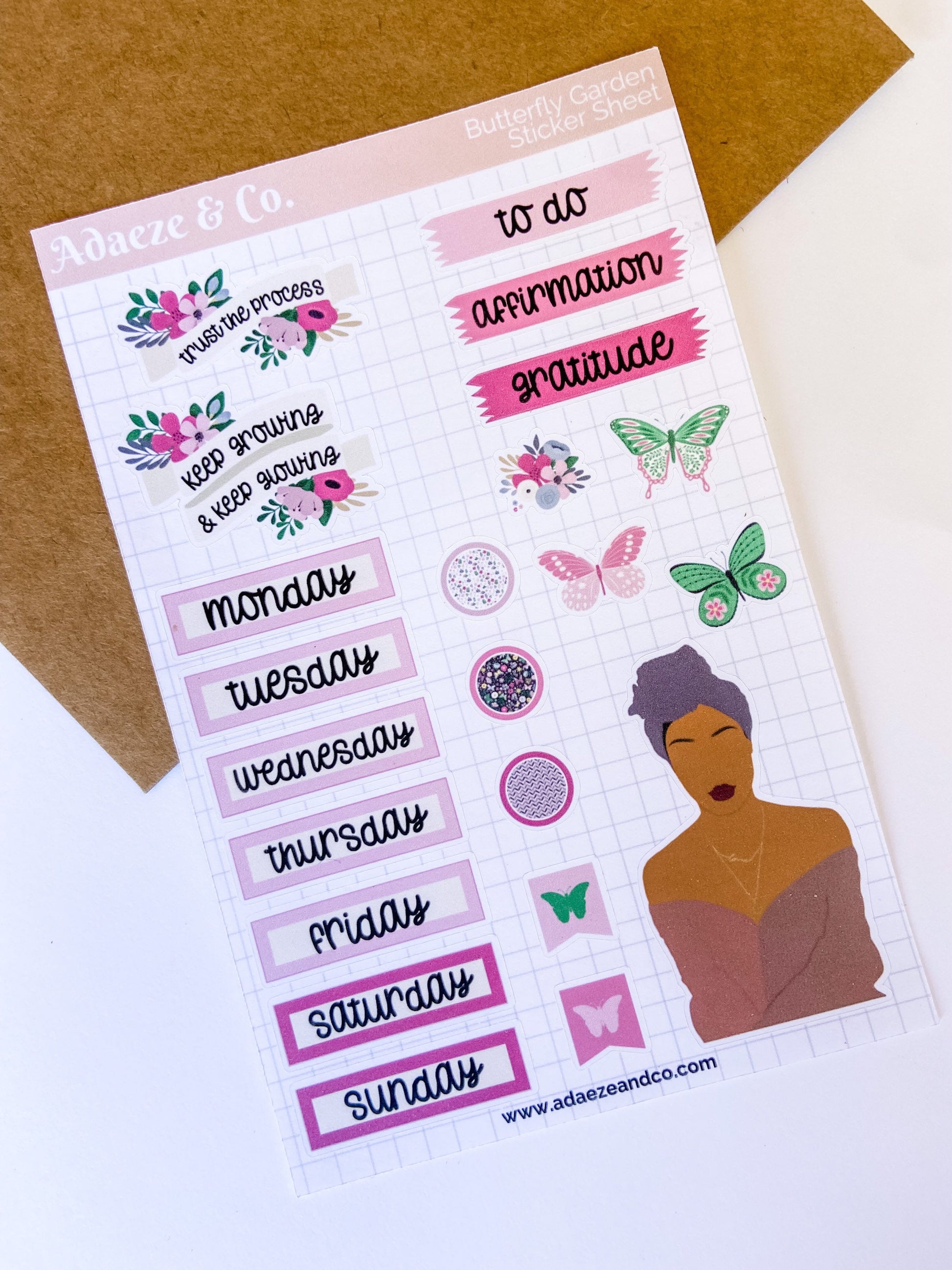 Black Girl Planner Stickers, Black Girl Planner Doll, Butterfly Sticker Sheet, Floral Sticker Sheet, Planner Stickers, Black Girl Stickers