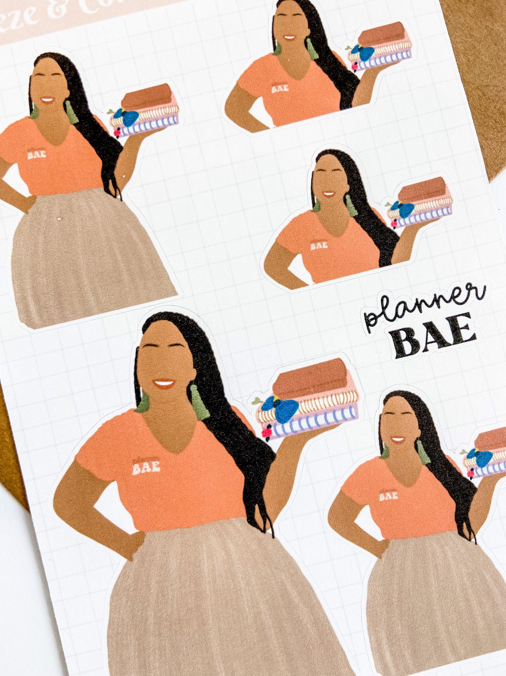 Planner Girl Stickers, Planner Lover Sticker Sheet, Black Girl Planner Doll, Black Girl Planner Sticker, Black Girl Stickers, Planner Dolls