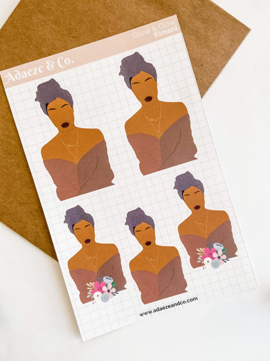 Black Girl Planner Stickers, Black Girl Planner Doll, Butterfly Sticker Sheet, Floral Sticker Sheet, Planner Stickers, Black Girl Stickers