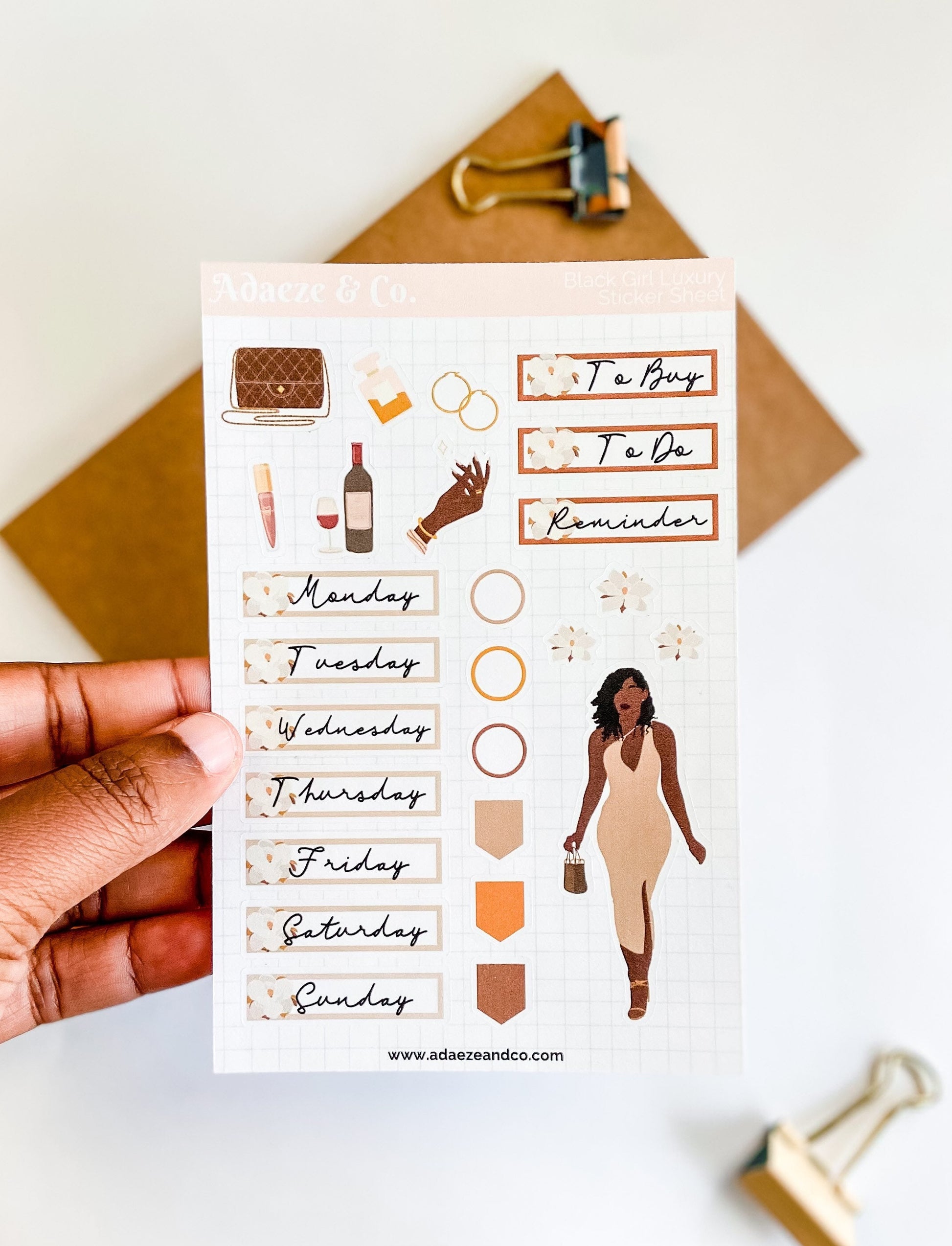 Luxury Black Girl Planner Stickers, Luxury Planner Stickers, Planner Doll Sticker, Planner Sticker Kit, Black Girl Stickers, Planner Sticker