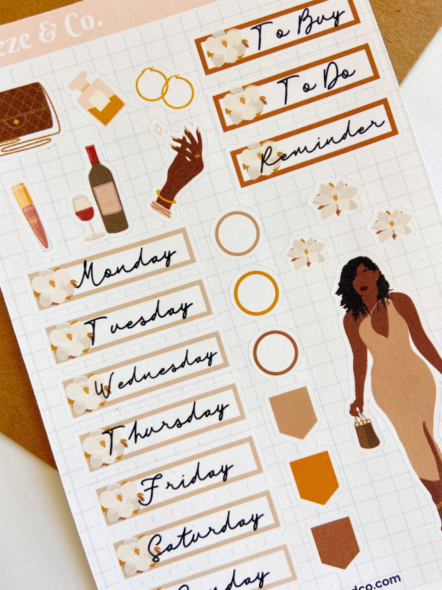 Luxury Black Girl Planner Stickers, Luxury Planner Stickers, Planner Doll Sticker, Planner Sticker Kit, Black Girl Stickers, Planner Sticker