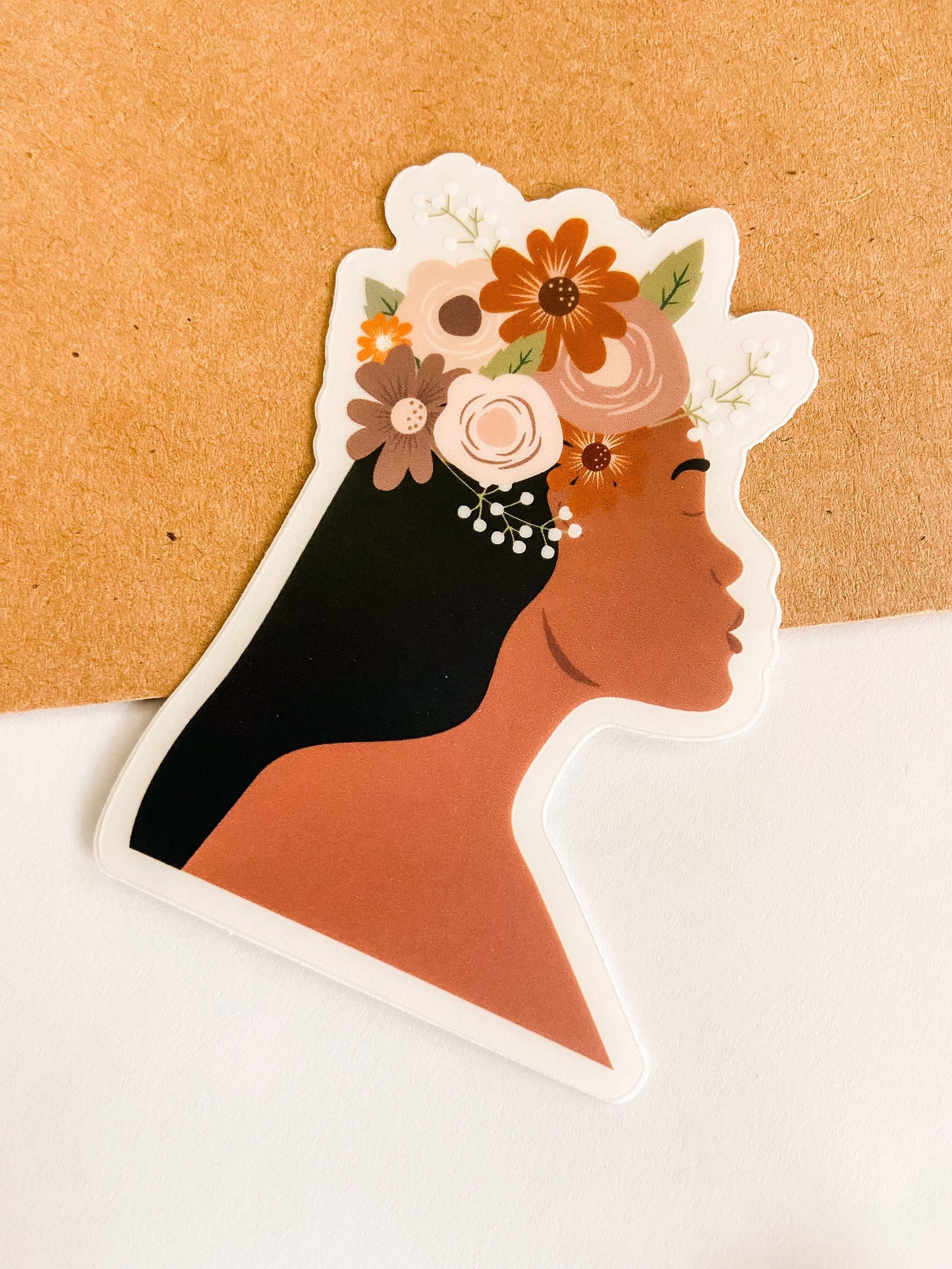 Floral Black Girl Magic Sticker, Boho Floral Stickers, Boho Black Girl Stickers, Botanical Sticker, Black Girl Stickers, Transparent Sticker