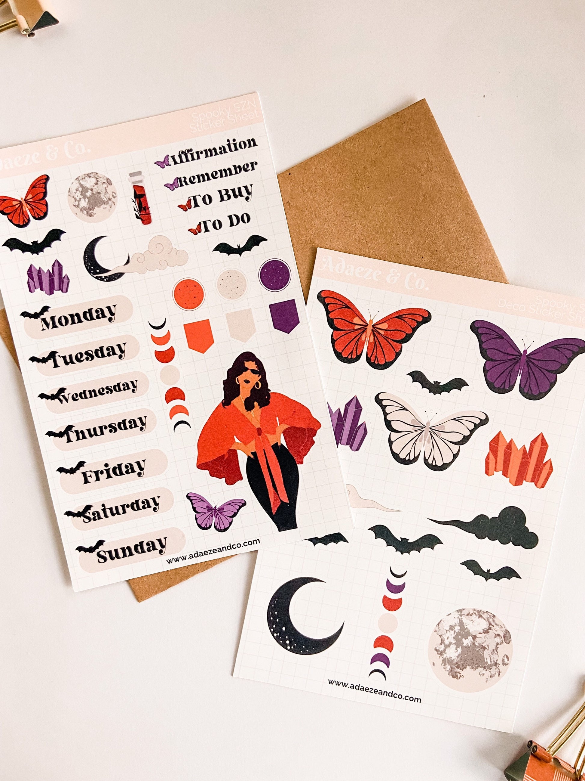 Halloween Mini Sticker Kit, Spooky Season Stickers, Halloween Planner Stickers, Black Girl Planner Stickers, Black Girl Planner Dolls, Bujo