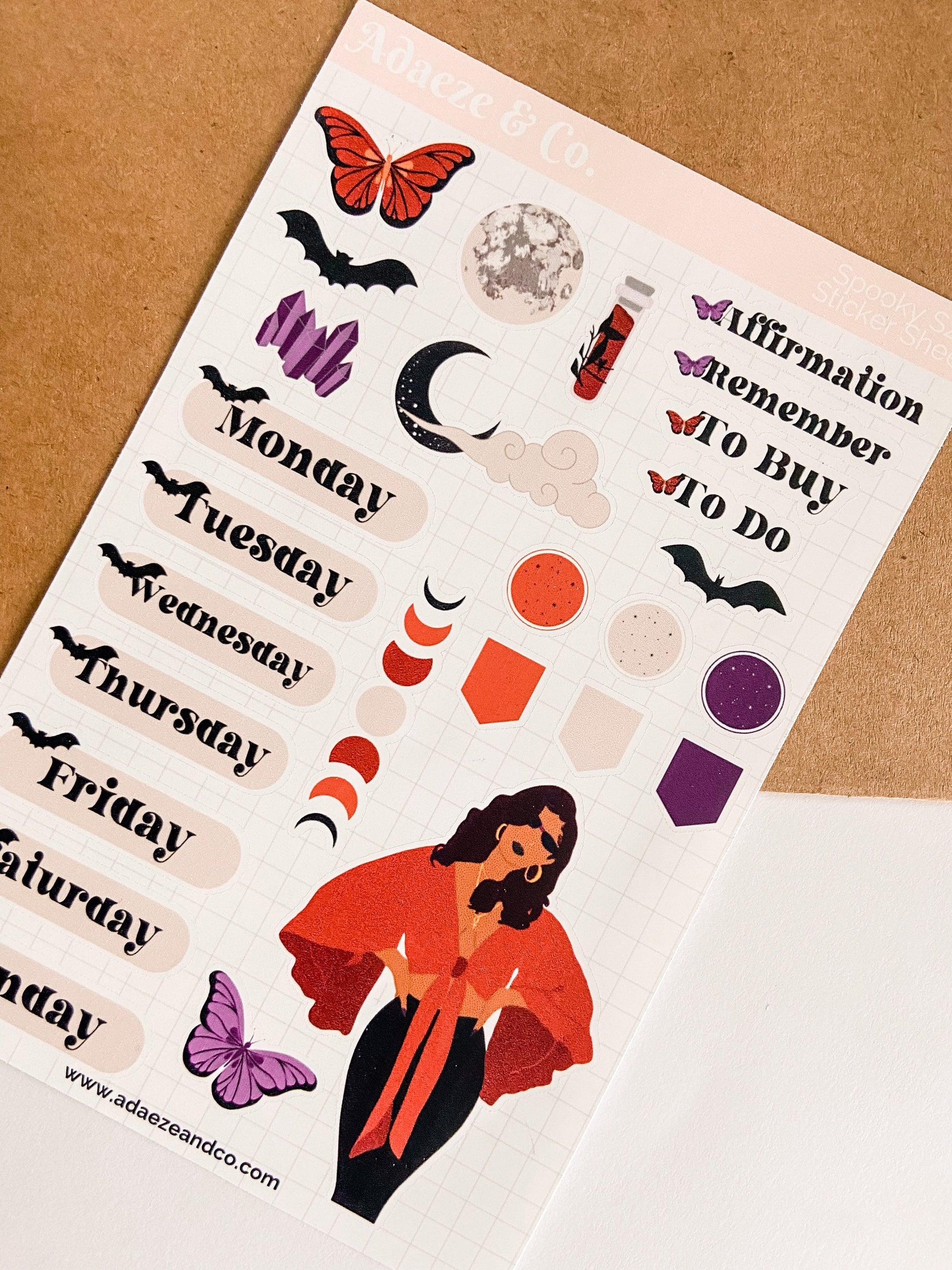 Halloween Mini Sticker Kit, Spooky Season Stickers, Halloween Planner Stickers, Black Girl Planner Stickers, Black Girl Planner Dolls, Bujo