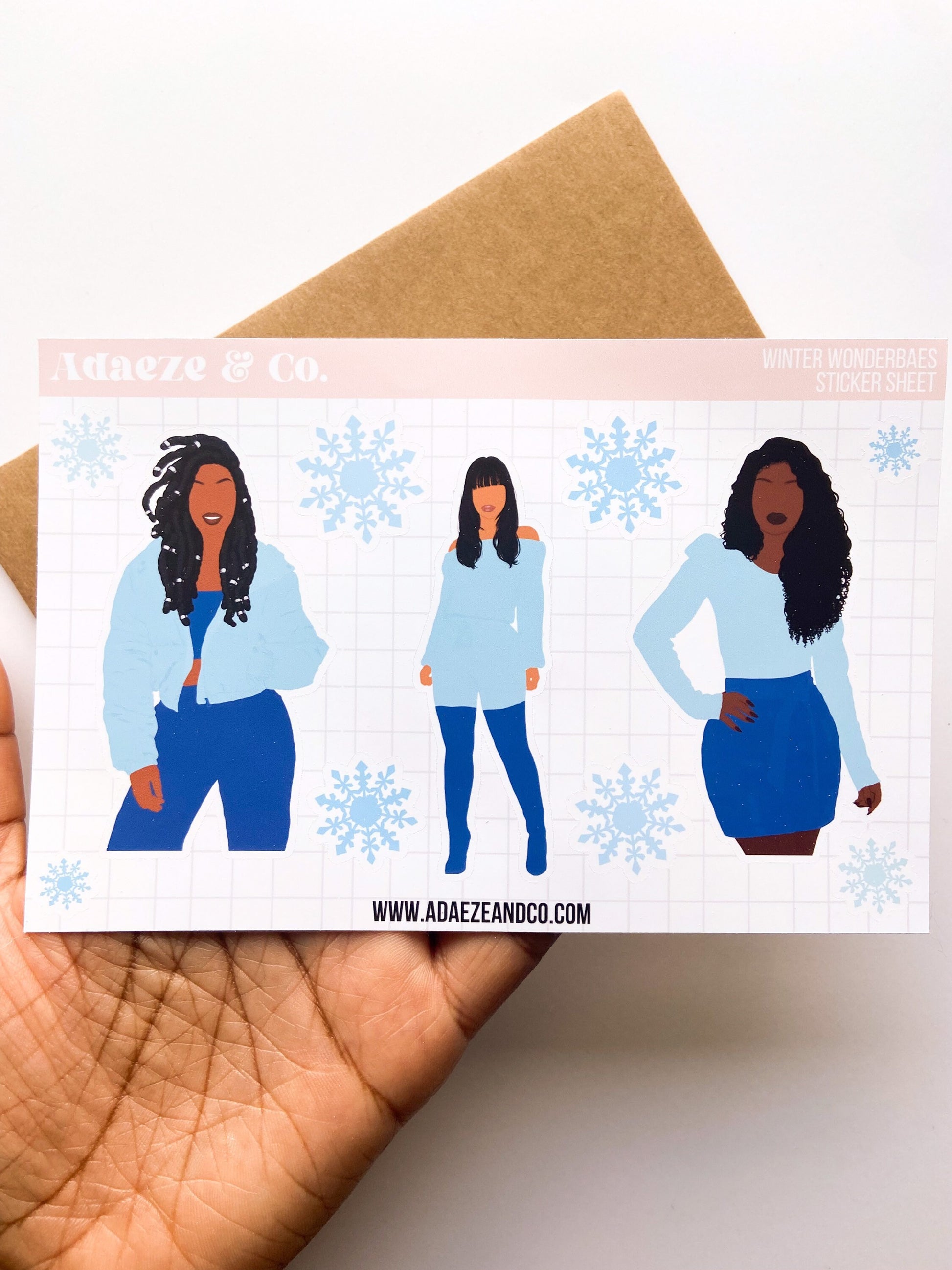 Winter Holiday Planner Dolls, Snowflake Deco Sticker Sheet, Black Girl Planner Stickers, Fashion Doll Stickers, Black Girl Stickers, Sticker