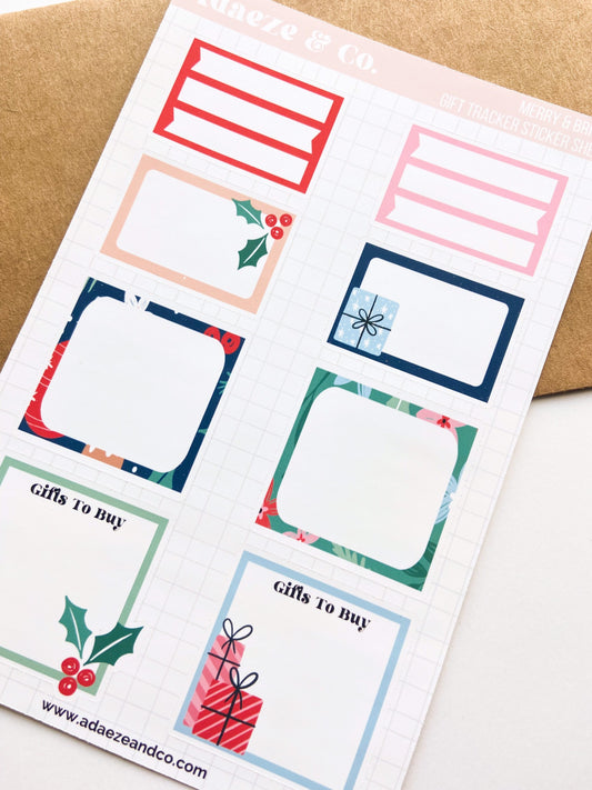 Gift Tracker Sticker Sheet, Christmas Gift Tracker, Holiday Sticker Kit, Christmas Planner Stickers, Holiday Planner Stickers, Gift Tags
