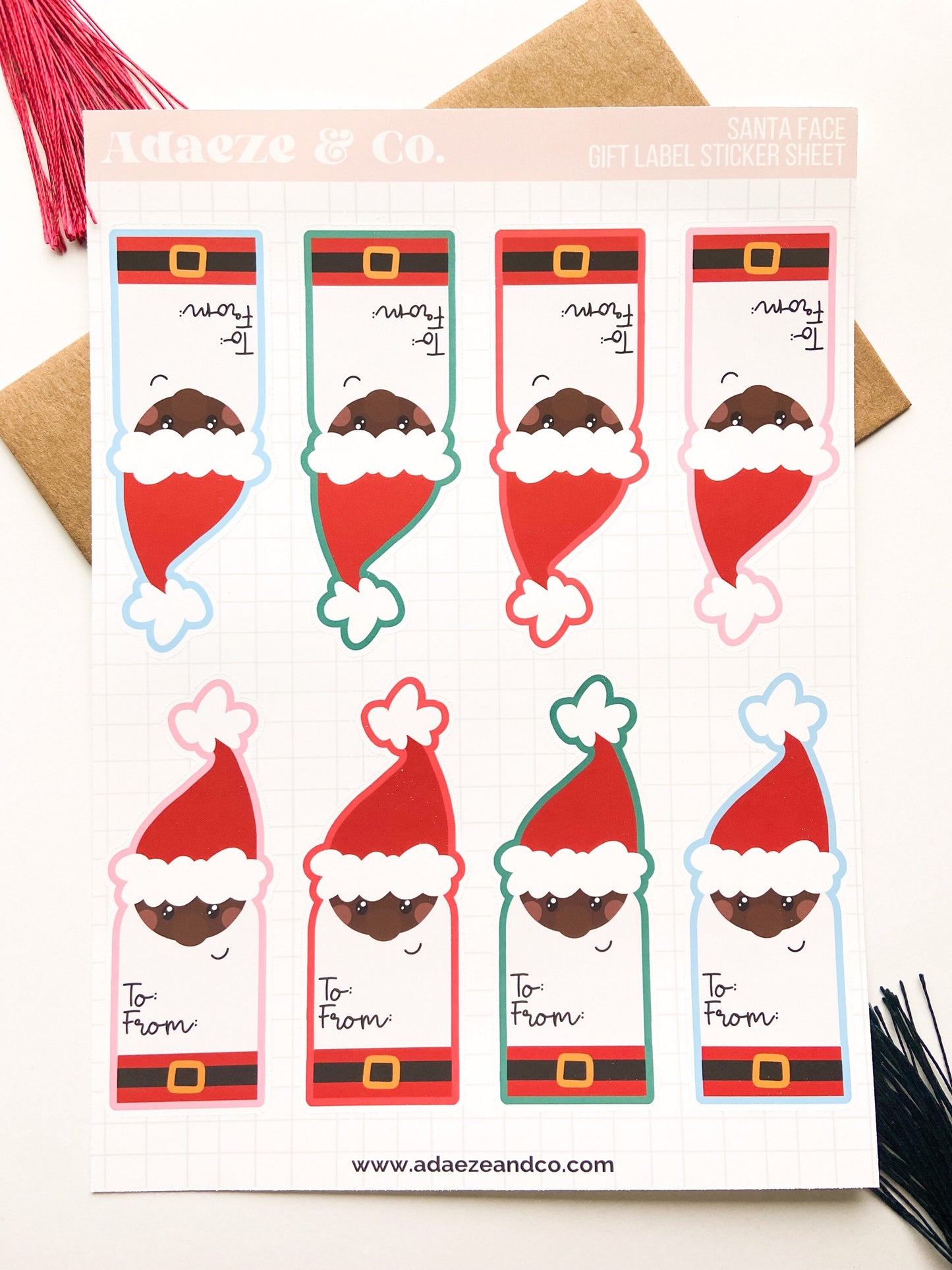 Black Santa Gift Tags, Black Santa Stickers, Holiday Gift Labels, Christmas Gift Tags, Gift Tag Labels, Santa Gift Tags, Black Girl Stickers