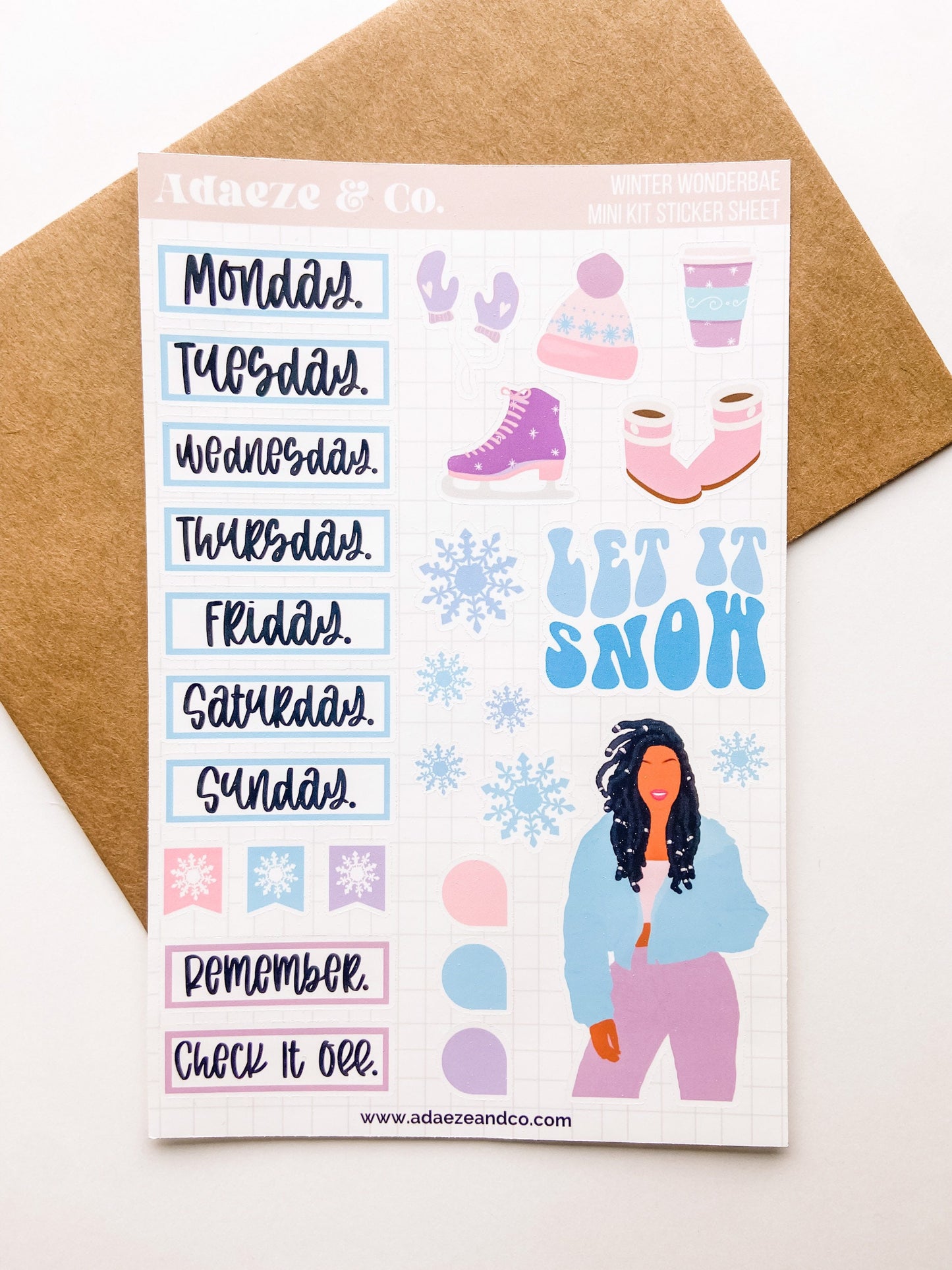 Black Girl Planner Stickers, Winter Wonderland Sticker Kit, Holiday Planner Dolls, Planner Sticker Kit, Black Girl Stickers, Xmas Stickers
