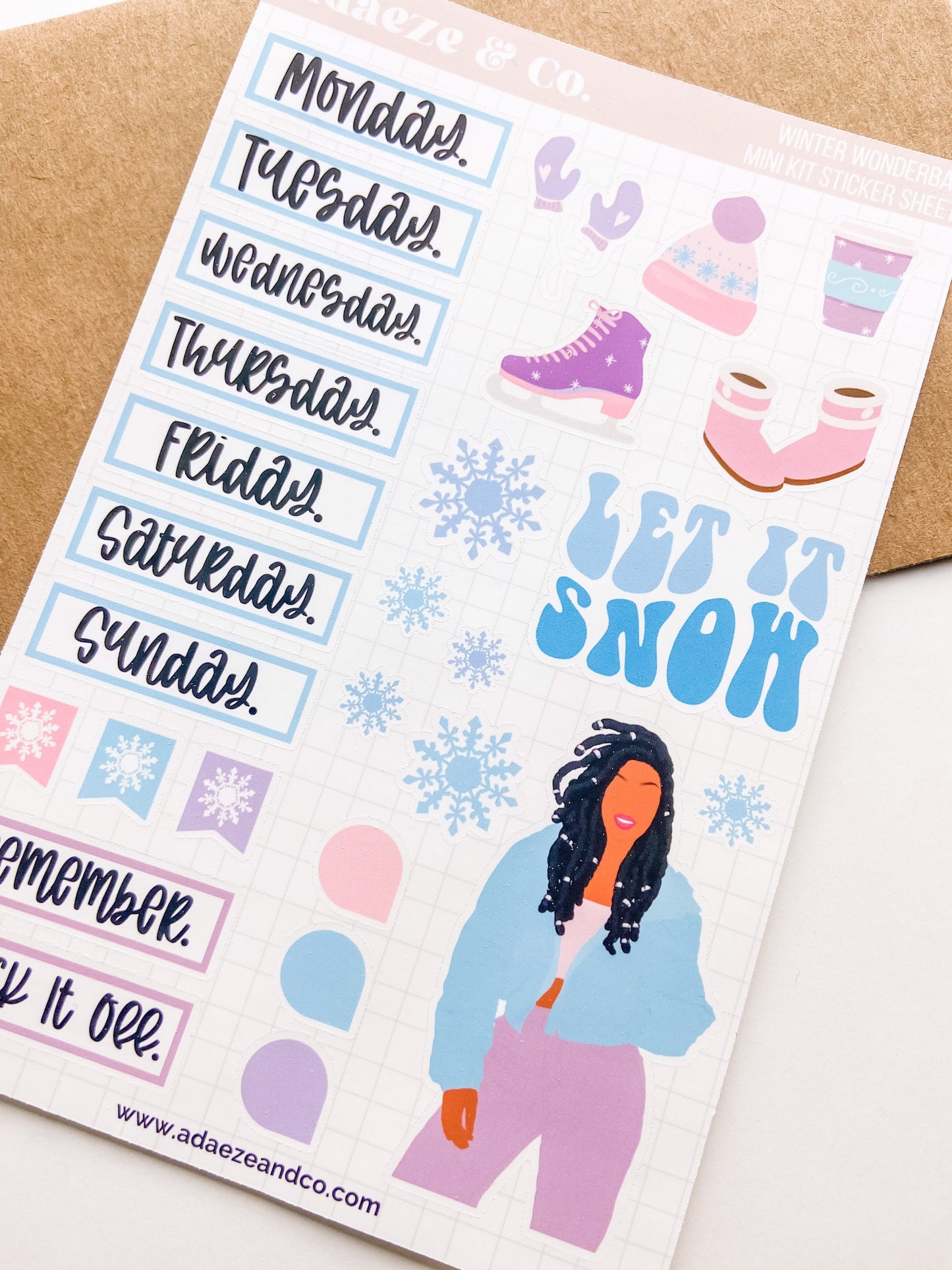 Black Girl Planner Stickers, Winter Wonderland Sticker Kit, Holiday Planner Dolls, Planner Sticker Kit, Black Girl Stickers, Xmas Stickers